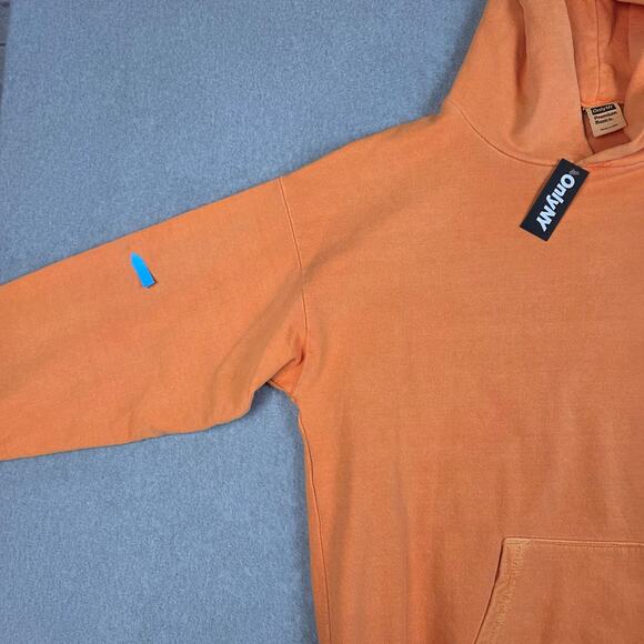 NWT Only NY Mens Large Orange Hoodie Sweatshirt FLAWED - Picture 5 of 15